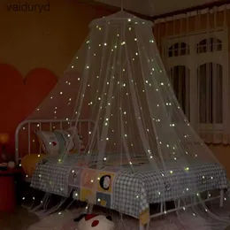 Rede mosquiteira cortina de cama fluorescente estrelas design 2 tamanhos proteção quarto infantil redondo superior crianças berço cama tenda cama dossel uso diáriovaiduryd