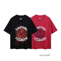 Spider Web Camiseta para hombre Diseñador Sp5der Camisetas para mujer Moda 55555 Mangas cortas Hip Hop Cantante Joven Matón Misma carta de espuma Pareja Camiseta rosa 8aqr