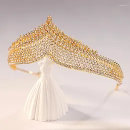 Hårklämmor itacazzo brudhuvudkläder guldfärg kvinnors mode bröllop krona födelsedag tiaror