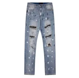 Novos homens calças de brim buraco luz azul marca homem calças compridas streetwear denim magro em linha reta biker jean qualidade superior