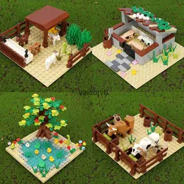 Julleksak levererar djurscenmontering Block Toys Cowshed Pigsty Sheepfold Duck Pond Används för Desktop DecorationVaiduryb