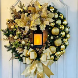 Kwiaty dekoracyjne świąteczne girlandę 30 cm/35 cm/40 cm czerwone wieniec do drzwi przednie złoto dekoracje ścienne 2024 Ornament