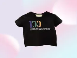 キッズファッションTシャツ新しい到着短袖Tシャツ男の子の女の子カジュアルカラフルな文字印刷パターンTシャツプルオーバービッグサイズ90-150CM6300504