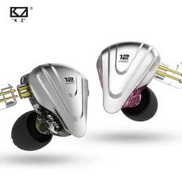 이어폰 KZ ZSX 5BA+1DD 6 드라이버 하이브리드 하이브리드 이어폰 아연 합금 페이스 플레이트, 0.75mm 2 핀 분리 가능한 케이블 오디오.