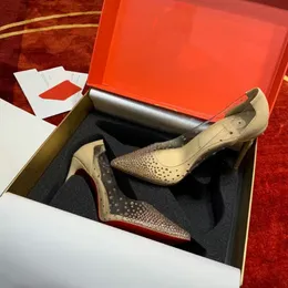 Fashion women designer heels pumps clear red bottoms famous designer dress shoes rhinestones gold formal party prom evening wedding heels 10cm plus size