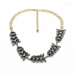 Choker Bulk Price Europe Decent Lady Charm Gold Color Crystal Leaf Dress Chunky Necklace