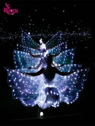 Ruoru Belly Dance Led Isis Wings with Adjustable Sticks Accessories Stage Performance Props Shining White Led Wings 360 Degrees5607316