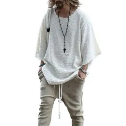 Våren och hösten New European och American Men's Fashion Long Sleeved Solid Color Top Trendy Loose T-shirt för män