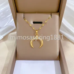 Het försäljning delikat kristall oxhänge halsband halvmåne mån halsband guld färgkedja choker damer smycken gåvor