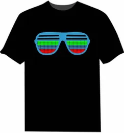 Männer Frauen Sound aktiviertes LED-T-Shirt, Übergröße, Schwarz, einfarbig, T-Shirts, Rock, Disco, DJ, ästhetische T-Shirts, Paar, lässiges T-Shirt, 6XL 22987656