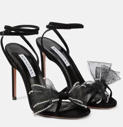 Элегантные свадебные сандалии Reve! Роскошные замшевые туфли на высоком каблуке из замши с бантом и кристаллами, серебристо-черные женские удобные туфли-лодочки для вечеринки и свадьбы, EU35-43
