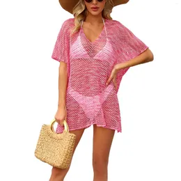 Women's Swimwear Beach Cover-Up Gradient Hollow Out Knit Sun Shirt In Matching Sets "Summer Suit " 2024 Reviews