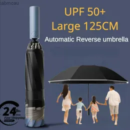 Parasol WindProof Strong 125 cm duży 10 kości 3 składane odwrotne parasol dla mężczyzn bezpieczeństwo odblaskowe deszcz i określenie słoneczne duże parasole