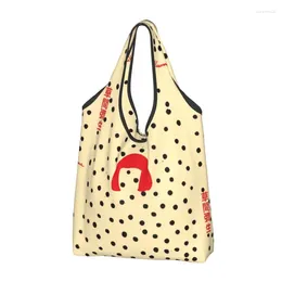 Sacos de compras Yayoi Kusama Mercearia Kawaii Shopper Bolsa de Ombro Grande Capacidade Portátil Pintura Abstrata Bolsa