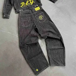 Herrenhosen Y2K Jeans Streetwear Harajuku Hip Hop Gothic Übergroße Baggy Retro Schwarz Herren Damen Neue Hohe Taille Breites Bein Trouseryolq