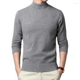 Suéter masculino 2024 suéter quente meia gola alta pulôver moda espessamento de meia-idade top de manga comprida