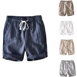 Herenshorts Zomer Katoen Linnen Strand Streep Los Trekkoord Casual Ademend Hip Hop Mannelijke Jogger Broek M-4XL