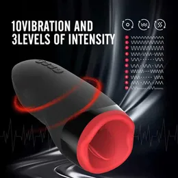 Andra hälsoskönhetsartiklar 1PC män Dick Sucking Vibraor Heating Oral Cup Male Masturbation Device Testikel Vibrator Vuxen Produkt Blowbla Shop Q240119