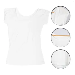 Camisetas femininas axilas suor-absorvente almofada colete longo algodão sentir lavável anti-transpirante manga curta camiseta (branco m) feminino