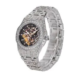Европейская горячая распродажа, мужские механические часы в стиле хип-хоп со льдом и бриллиантами, блестящие CZ, мужские наручные часы для бизнеса