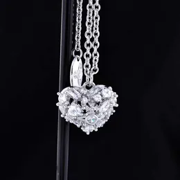 Viviance Heart Alien Saturn Full Diamond Necklace Earrings Luxury Peach Heart Pendant Collar Chain Earrings Set designer jeweler Westwood For Woman Holiday Gifts