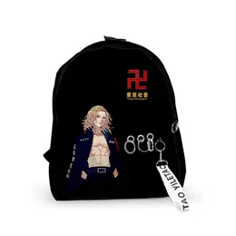 حقائب كلاسيكية طوكيو Revengers Manji Gang Manjiro Ryuguji Ken Backpacks School Bags 3D Keychains Oxford مقاومة للماء على الظهر