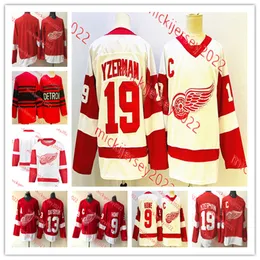 Mens #9 Gordie Howe Hockey Jersey Stitched #19 Steve Yzerman #13 Pavel Datsyuk Jerseys S-3XL