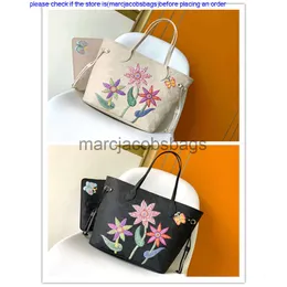 Louisevittonly Bag Designer Luxury Yayoi Kusama Neverf MM M21733 Flower White Handbag حقيبة الكتف 7A أفضل جودة عالية الجودة
