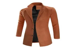 Automne nouveau Men039s laine coton mélanges Long manteau veste mâle Slim Fit cachemire pardessus vêtements d'extérieur kaki noir manteaux 3XL3601129