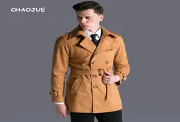 CHAOJUE Brand Suede Coat Mens 2018 AutumnWinter England Loose Army Green Trench uk Male Causal Suede Fabric Trenchcoat for 9332421