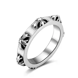 Band Rings Men's Hip-hop Punk Style Stainless Steel Flower RCouples Cute Silver Color Metal Gift J240119