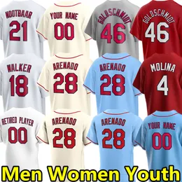 Maglie da baseball personalizzate Cardinale Nolan Arenado Paul Goldschmidt Yadier Molina Willson Contreras Nolan Gorman Masyn Winn Tyler O'Neill Ozzie Smith Jersey Uomo Bambino