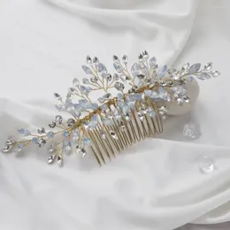 Headpieces Women's Bridal Hair Comb Pearl Tiaras Wedding Accessories For Girls Silver Crystals Hairpin Hairband Jewelry