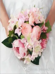 Artificial Peony Bride Bouquet Silk Flowers Simulation European Peony Flower with Hydrangea Flower for Bridal Bridesmaid Wedding B7512877