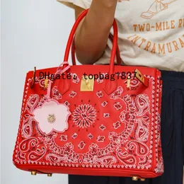 Tasarımcı Tote Çanta 30cm 10a Ayna Kalitesi Kırmızı Toplam El Yapımı Nakış Sınırlı Stil Çanta Bez Patchwork Özel Özelleştirilmiş Stil Orijinal Turuncu Kutu