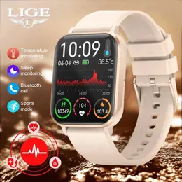 Smart Watches Lige Smartwatch 2023 för Woman Smart Watches Women Rose Gold Wrist Watch i68 Bluetooth Call Fitness Watch for Android iOS iPhonel2401