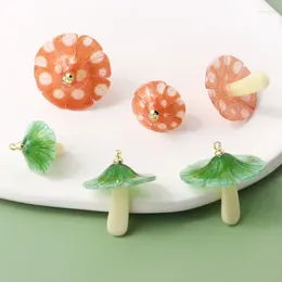 Charms 6pcs/pack 3D Mushroom Shape Arcylic Pendant For Earring Jewelry Making Craft DIY