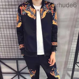 Trainingspak Heren Mens Printed Slim Jacket Suit New Fashion Cardigan Sports Coat Autumn Tracksuit for Men Moda Hombre 2020 TGUB