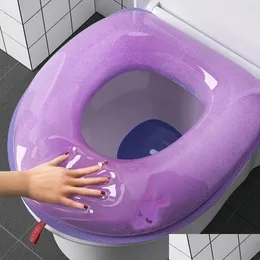 Toilettensitzbezüge Ers Waschbarer Aufkleberschaum Er Wasserdicht Sile Four Seasons Soft Badezimmer Closestool Mat Pad Kissen O-Form Drop D Dhbhq