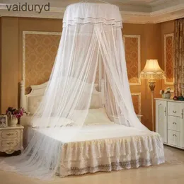 Mosquiteiro elegante pendurado cúpula mosquiteiro para cama de casal princesa menina inseto net cortinas redondas dossel renda cama quarto mosquiteiro netvaiduryd