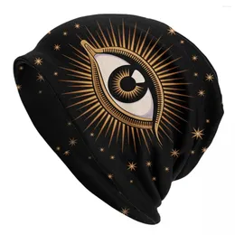 Berets Evil Eye Motorhaube Hut Stricken Männer Frauen Mode Unisex Erwachsene All Seeing Art Winter Warme Skullies Beanies Caps