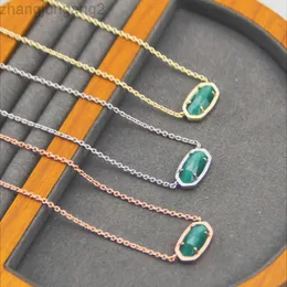 المصمم Kendras Scotts Neclace Jewelry Instagram Minimalist Oval Green Cat's Eye Stone Short Necklace Chain chailarbone chain