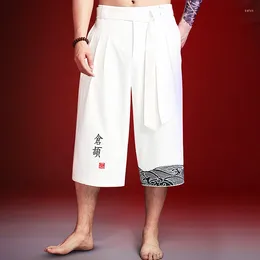 Ethnic Clothing 2024 Spring Japanese Linen Yukata Cropped Pants Traditional Kimono For Men Asian Bath Plus Size 3xl 4xl 5xl