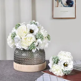 Fiori decorativi Nordic Fragrante Peonia di montagna Bouquet Fiore di simulazione Fresco Finto Matrimonio Sposa Cravatta a mano Anemone