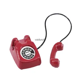 مطابخ تلعب الطعام 1 12 Mini Miniature Phone Model بلاستيك خمر Retro Rotary Telephone Dollhouse Furniture Toys AccessoriesVaiduryb