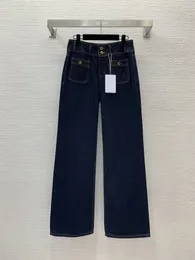 Designer Jeans 2024 Neue Frühling Sommer Mode Getäfelten Gerade Hosen Marke Gleichen Stil Hosen Luxus frauen Kleidung 0119-3