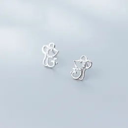 Orecchini a bottone MloveAcc Simpatico topo cavo cavo Vero gioiello in argento sterling 925 per donna