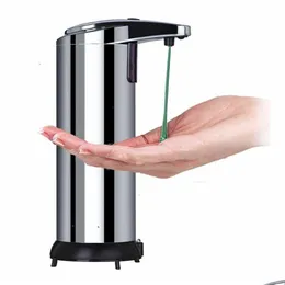 Máquina de desinfecção 250ml de aço inoxidável dispensador de sabão matic sensor infravermelho desinfetante sem toque para banheiro cozinha drop delivery dh5ig