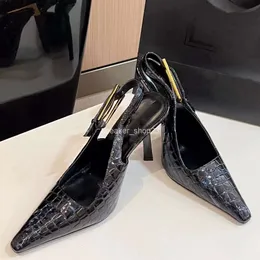 Laca sapato feminino alto preto designer irmã lorent sexy senhora apontou salto elegante estilo bomba saiint couro 2024 único novo sapatos sandálias francesas zm8x