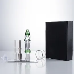 Glassvape666 NC046 Dab Rig Vidro Bong Colorido Spill-Proof Smoking Pipe Gift Box Cera Prato 14mm Titanium Quartz Cerâmica Prego Dicas Duplas Clip Dabber Tool
